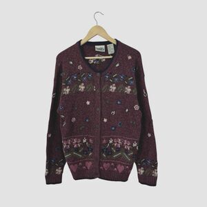 Vintage Northern Reflections Medium Sweater Cardigan Wool Cotton Womens READ